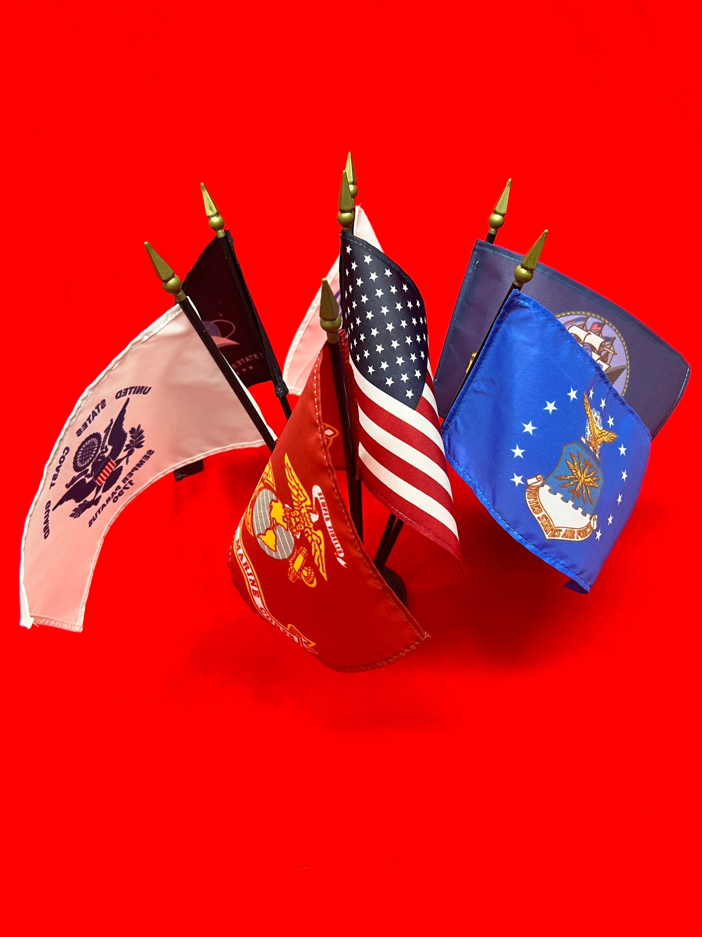 Stick Flag Annin Armed Forces Set 4"x6" stick flags 6 branch and US