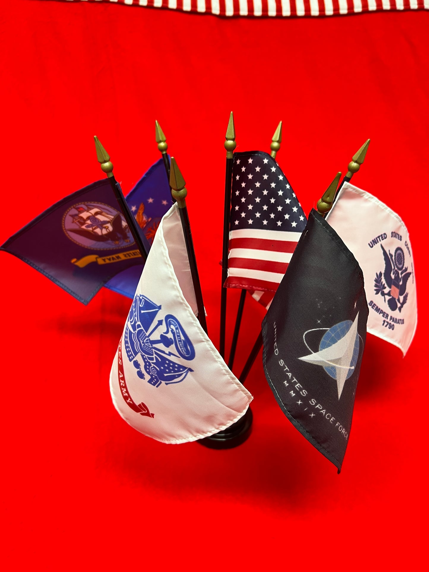 Stick Flag Annin Armed Forces Set 4"x6" stick flags 6 branch and US