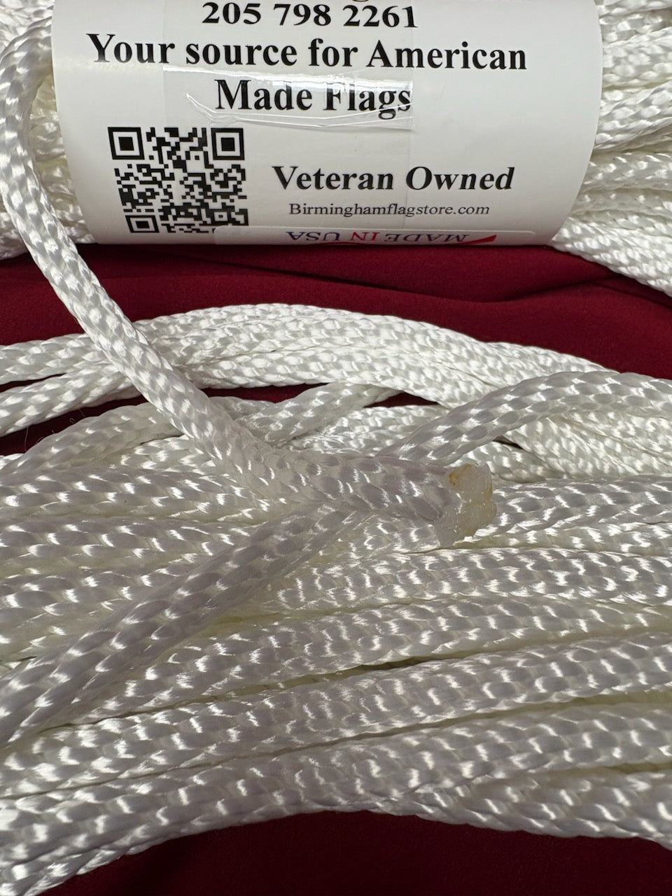 Rope/Halyard 5/16" Flagpole Halyard/Rope, Solid Braid, White