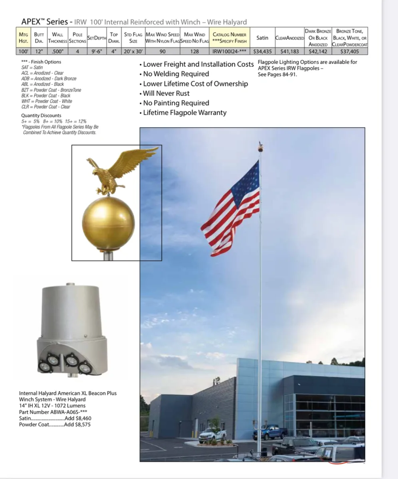 Flagpole, Apex Series 100'