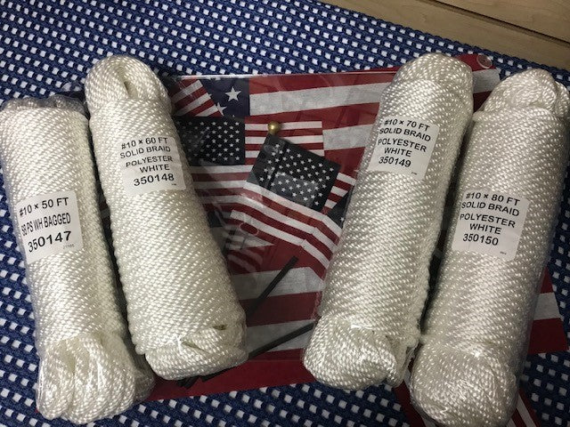 Rope/Halyard 5/16" Flagpole Halyard/Rope, Solid Braid, White