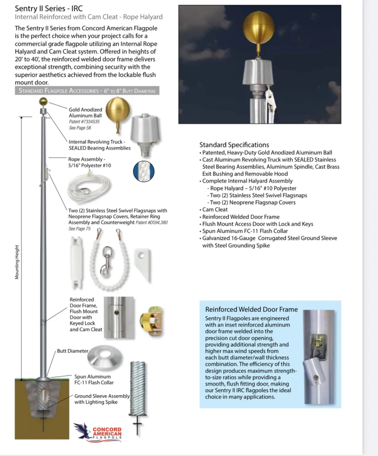 Sentry II Series Internal Rope Halyard and Cam Cleat