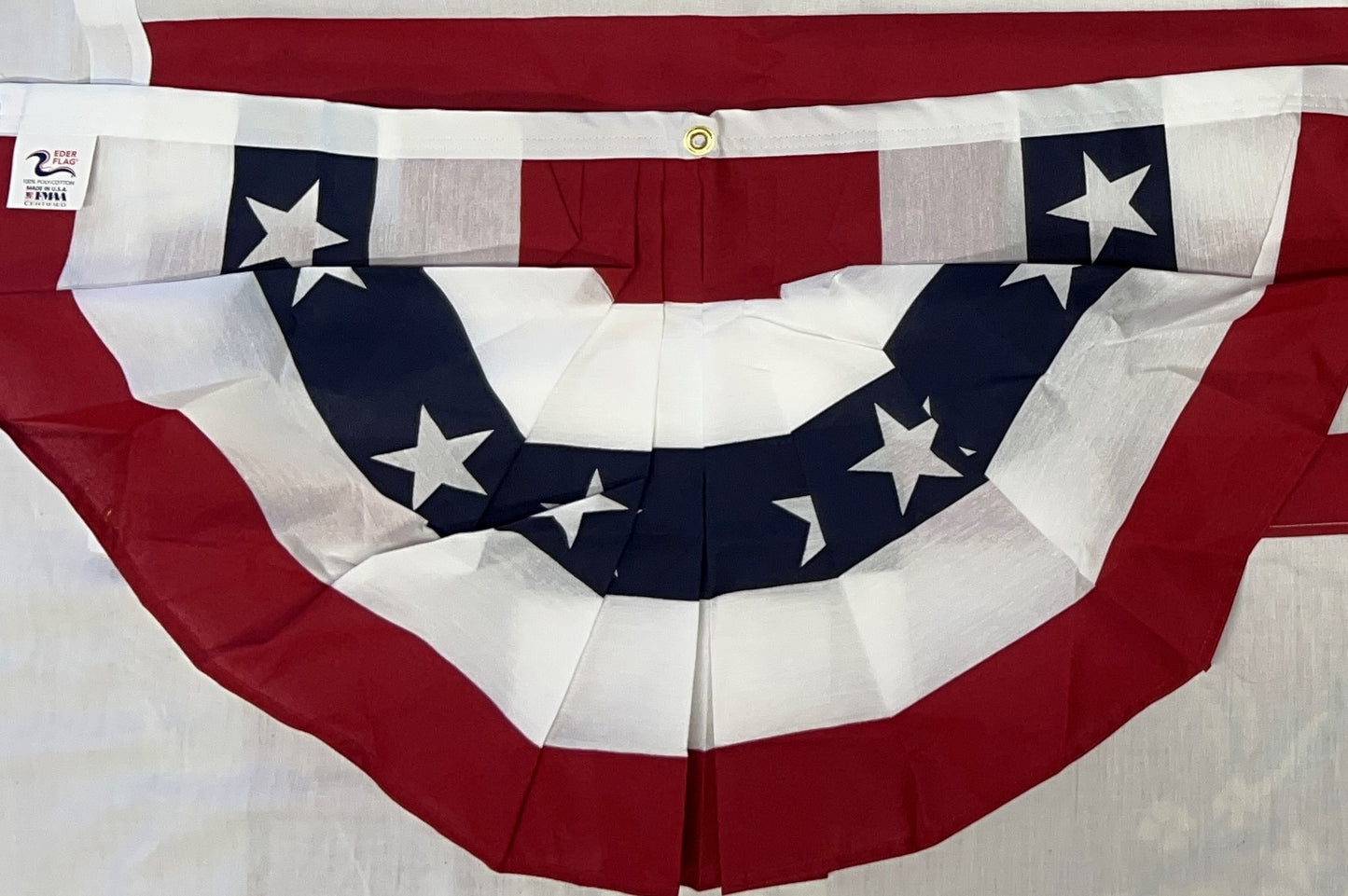Banner Patriotic, 18"x36" Pleated Fan/Banner, Cotton with stars