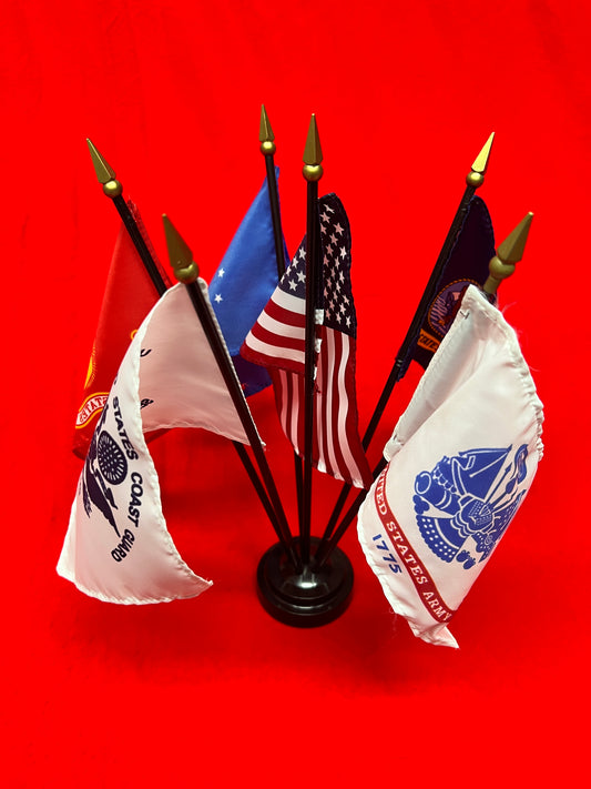 Armed Forces Set 4"x6" stick flags, 5 branch and US