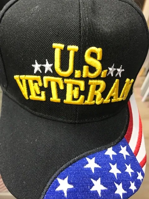 U.S. Veteran hat with stars, red and white strips