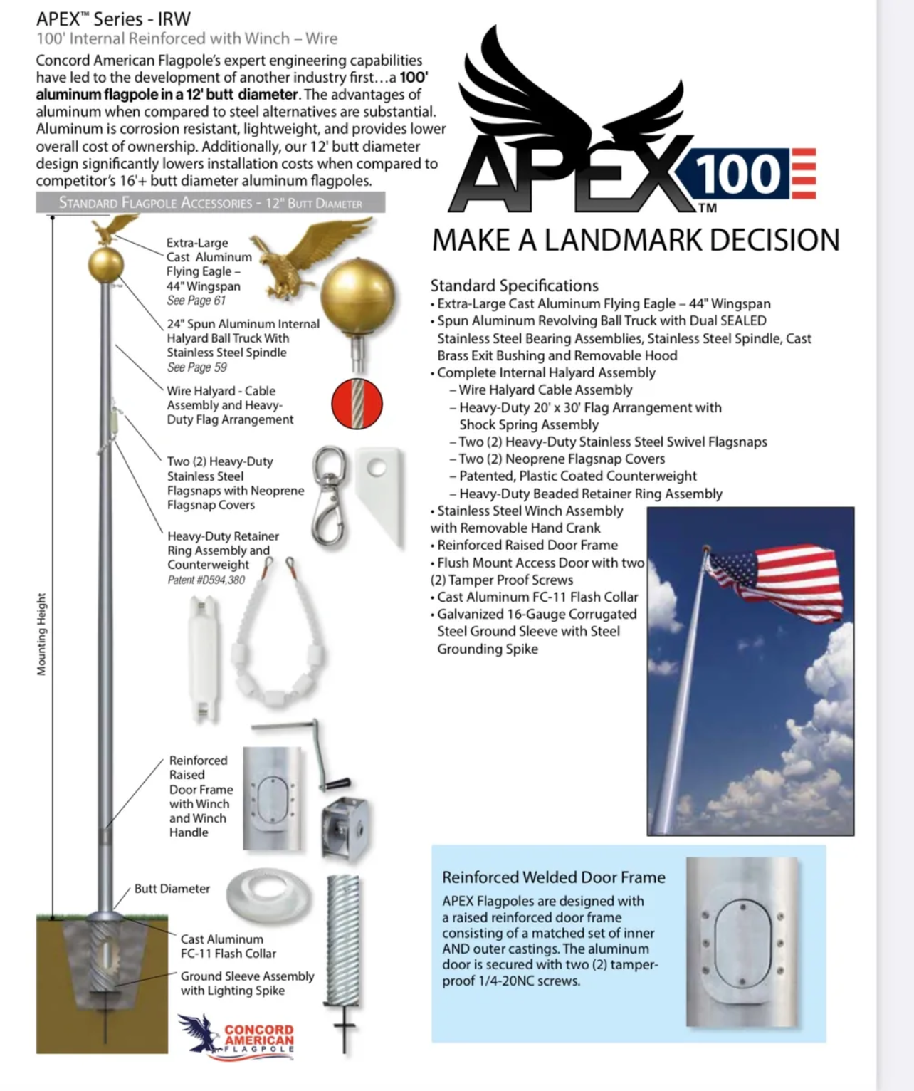 Apex Series 100' Flagpole