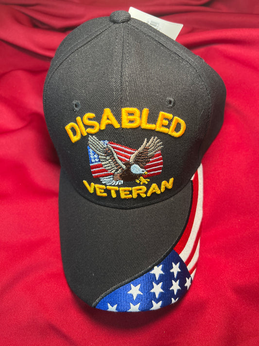 Hat, Disabled Veteran with stars and red and white stripes