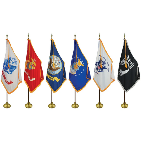 3'x5' Indoor/Parade pole Hem and fringe Flags. Additional Military Flags, Oak Pole, tassel and Spear sold separately.